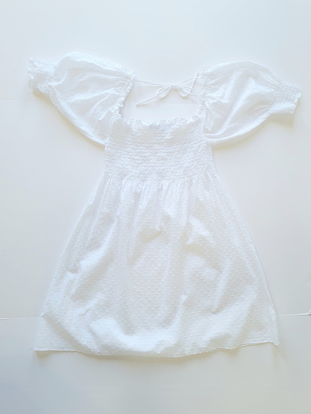 Hill House Athena Nap Dress White Cotton Swiss Dot Babydoll Puff Sleeve XS - Picture 7 of 7